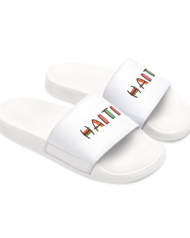 Haiti Pride Slide Sandals Minimalist Heritage Edition