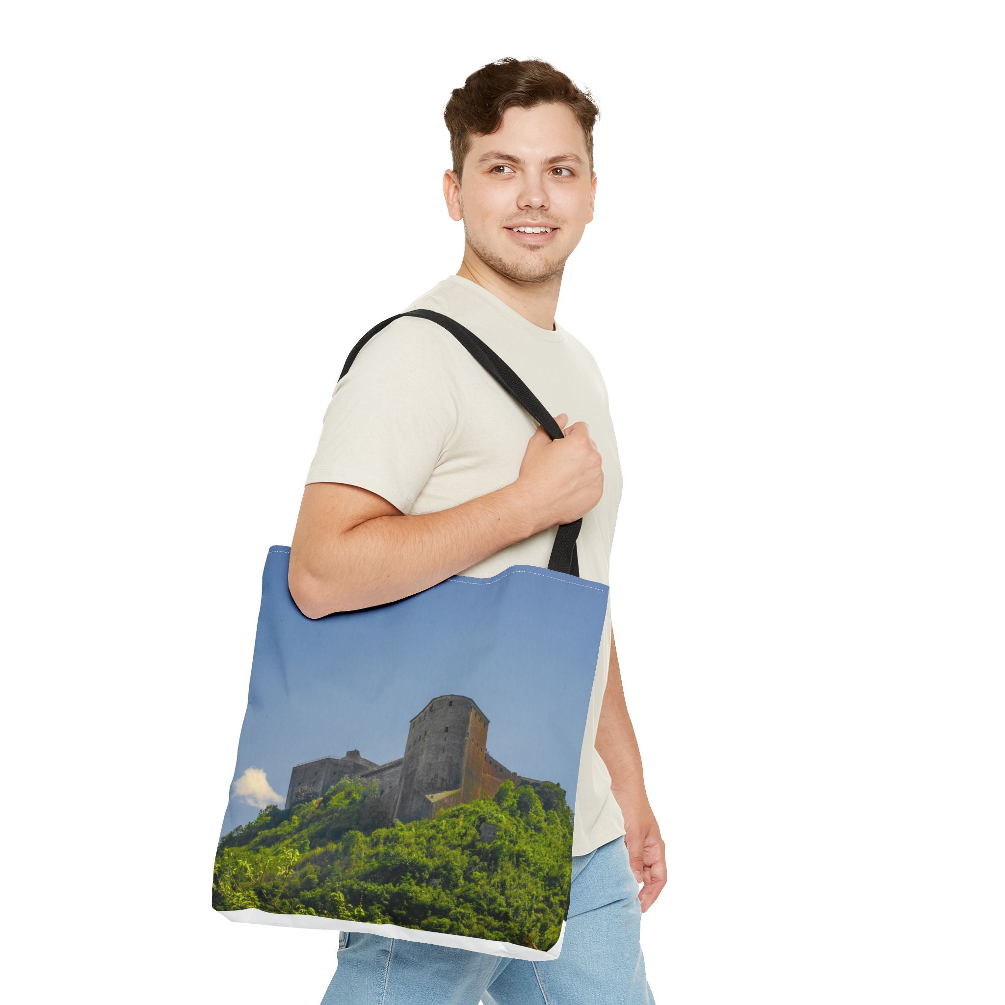 Haitian Citadelle Laferrière Tote Bag – Historical Haiti Travel Bag – Durable All-Over Print Shopping Bag