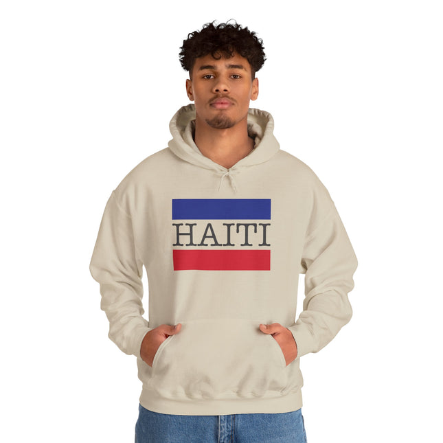 Haiti Pride Badge National Heritage Hoodie Everyday Haiti Collection Unisex Heavy Blend, Casual Wear, and Cultural Events