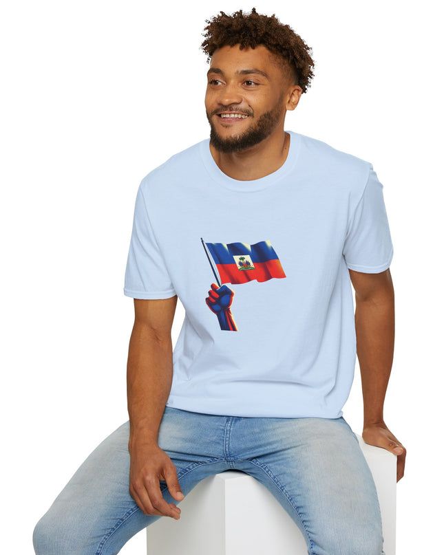 Flag Raised, Fist High — Haitian Pride Sweatshirt | Revolutionary Symbol Apparel, Heritage Crewneck, Black Empowerment Unisex T-Shirt