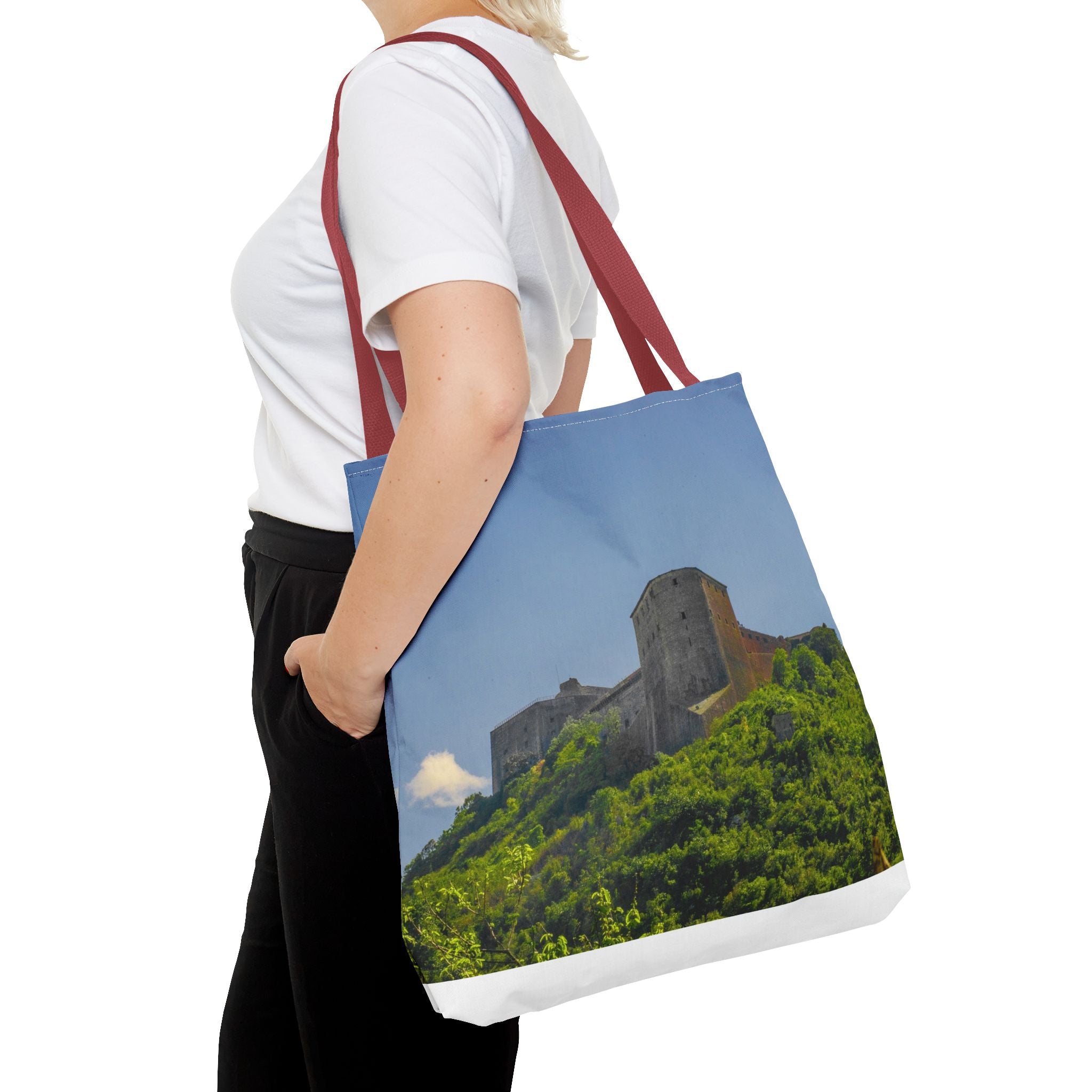 Haitian Citadelle Laferrière Tote Bag – Historical Haiti Travel Bag – Durable All-Over Print Shopping Bag