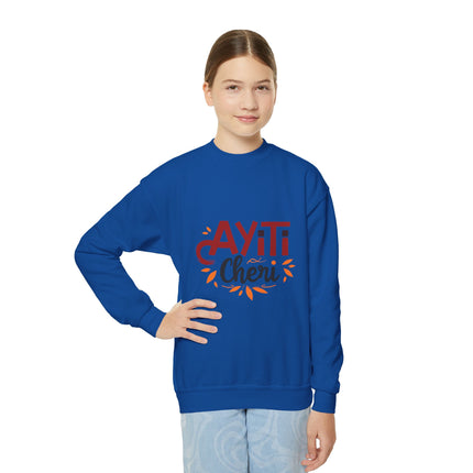 Ayiti Chéri Youth Crewneck Sweatshirt “Sweet Haiti” Graphic | Cozy Kids Pullover Cultural Heritage Apparel Birthday & Holiday Gift