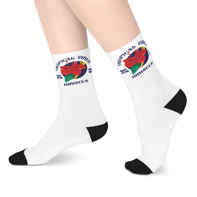 Tropical Vibes Hibiscus Limited Caribbean Edition Mid Length Socks Heritage Summer Drop