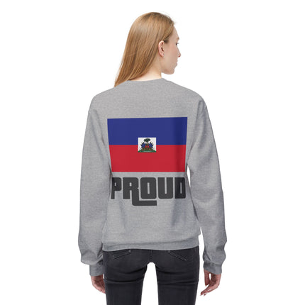 Proud Haitian Flag Street Style Crewneck Sweatshirt Unisex Midweight Fleece Cultural Pride & Heritage Apparel