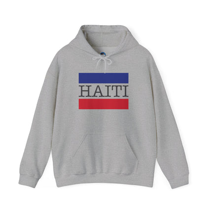Haiti Pride Badge National Heritage Hoodie Everyday Haiti Collection Unisex Heavy Blend, Casual Wear, and Cultural Events