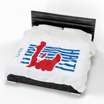 Haiti Identity Mark Velveteen Plush Blanket Modern Minimalist Diaspora Pride Design - CreoleSizzle
