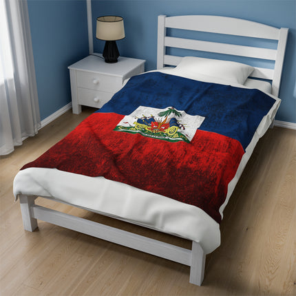 Haitian Flag Bed Sheet Velveteen Plush Blanket - CreoleSizzle