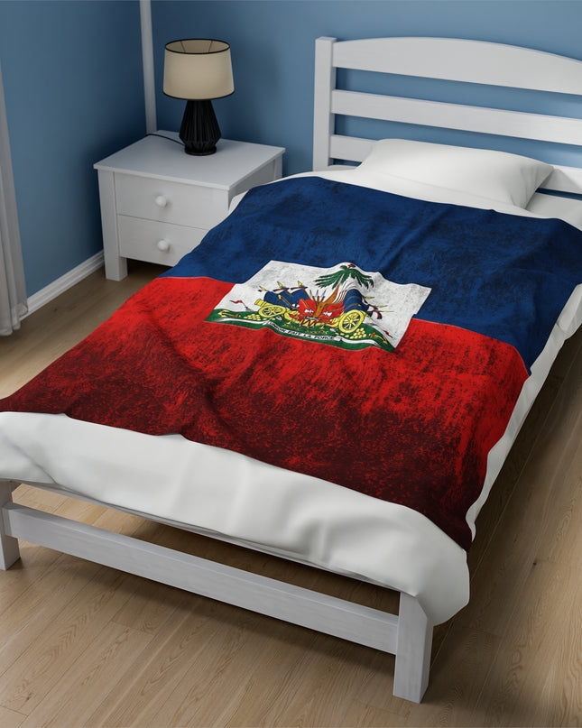 Haitian Flag Bed Sheet Velveteen Plush Blanket - CreoleSizzle