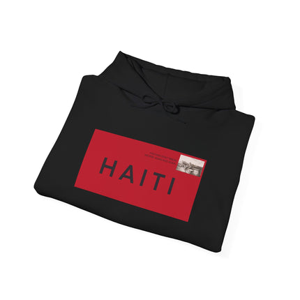 Haiti Stamp Bold Red & Black Seal of Origin Hoodie Haitian Diaspora Pride Series Unisex Hoodie,