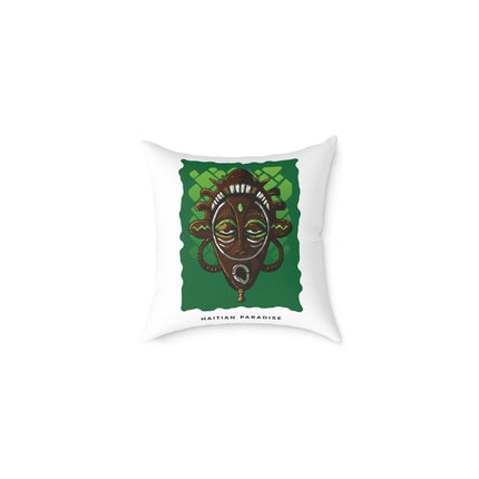 Haitian Paradise Ancestral Mask Pillow Limited Spirit Edition Afro-Caribbean Decor - CreoleSizzle
