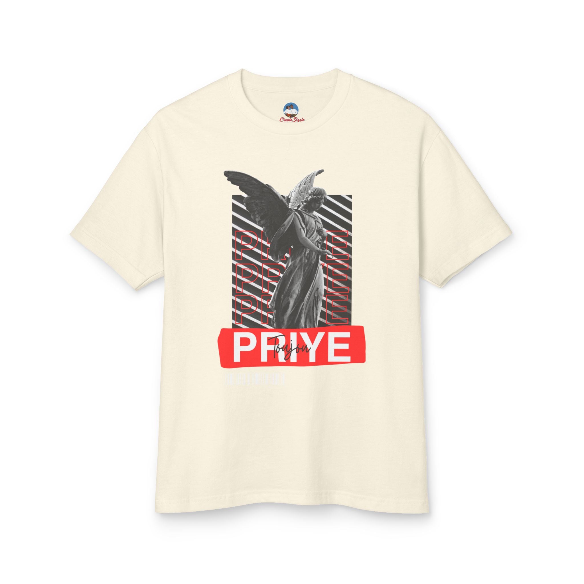 Toujou Priye T-Shirt Haitian Christian Faith Design Pray Always Sustainable & Durable Unisex Garment-Dyed Heavyweight Cotton Tee