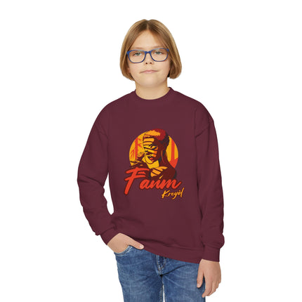 Retro Gamer Youth Crewneck Sweatshirt “Fanm Kreyòl” Graphic Fun Kids Gaming Apparel Cozy Lounge Pullover