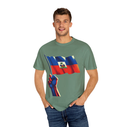 The Unbreakable Standard Haitian Flag Raised High T-Shirt Heritage Pride Collection Unisex Garment-Dyed T-Shirt,