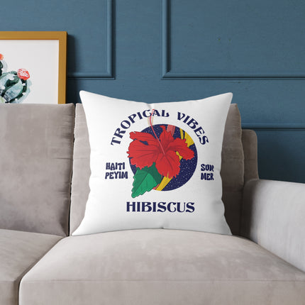 Tropical Vibes Hibiscus Pillow Limited Summer Drop Haiti Island Style - CreoleSizzle