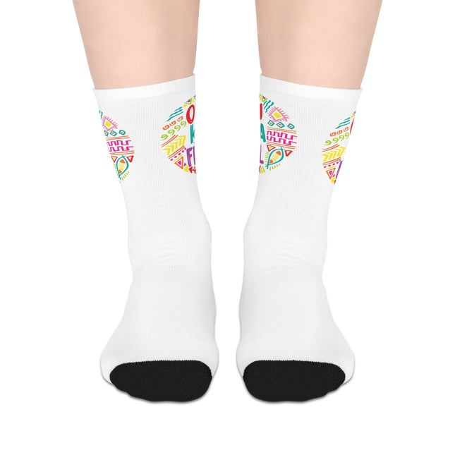 Ou Ka Fè’l Limited Heritage Crew Mid Length Socks Motivational Creole Design