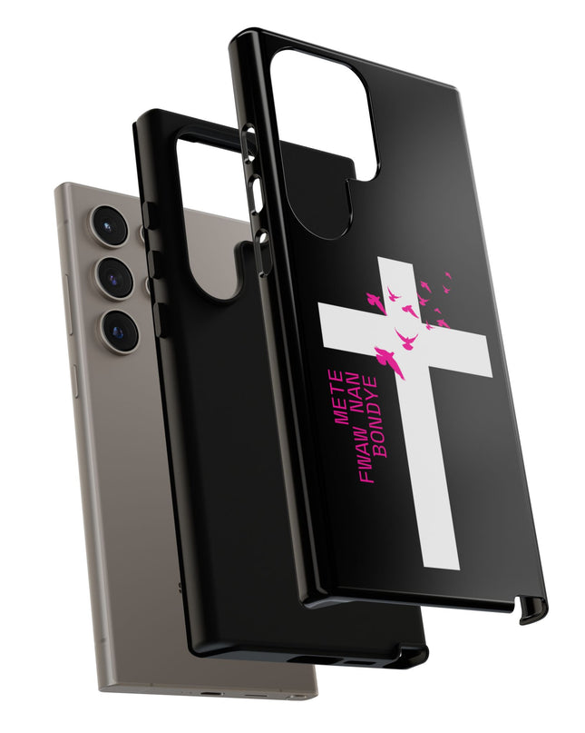 Mete Fwa W Nan Bondye Phone Case – Haitian Gospel Cross Design – Faith-Based Christian Cover - CreoleSizzle