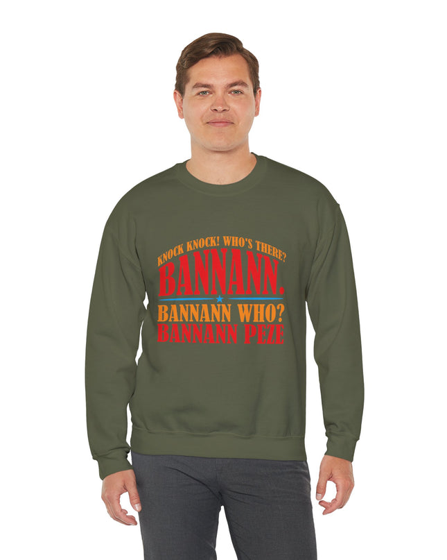 Bannann Peze Crewneck Sweatshirt  A Playful Nod to Haitian Humor and Flavor - CreoleSizzle