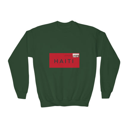 Haiti Pride Youth Crewneck Sweatshirt Cozy Kids Pullover Haitian Heritage Month Unisex Comfortable Sweatshirt