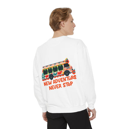 New Adventure Never Stop Tap-Tap Travel Sweatshirt Haitian Culture Series Unisex Premium Crewneck Haitian Street Vibes Graphic on Back