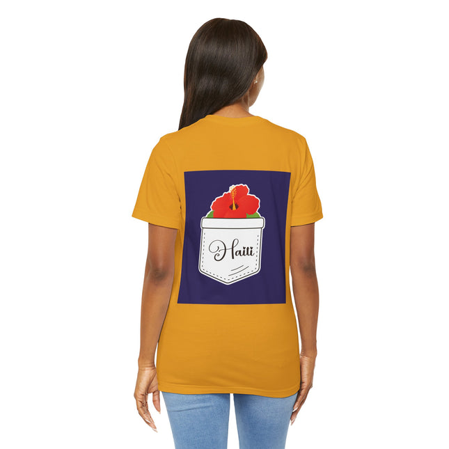 The Hibiscus Pocket Tee Haitian Floral Heritage Unisex Summer T-Shirt Travel-Inspired Apparel, Casual Summer Wear