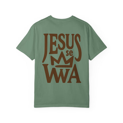 Jezi se Wa Jesus is King Unisex Garment-Dyed T-Shirt Haitian Faith & Culture Series, Vintage Style Tee Haitian Street Vibes Graphic on Back