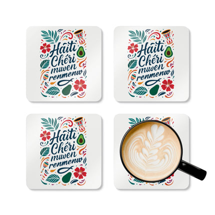 Love Letter to Haiti The Haiti Chéri Coaster Set Diaspora's Devotion Art Coasters