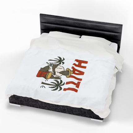 Haiti Agricultural Roots Plush Blanket Tropical Heritage Design Honoring the Land & People - CreoleSizzle