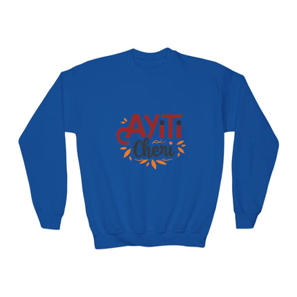 Ayiti Chéri Youth Crewneck Sweatshirt “Sweet Haiti” Graphic | Cozy Kids Pullover Cultural Heritage Apparel Birthday & Holiday Gift