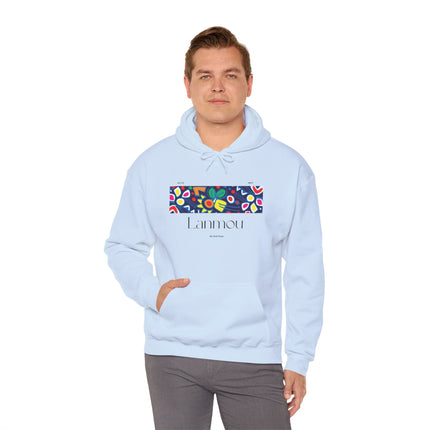 Lanmou Floral Hoodie Haitian Love-Inspired Streetwear Unisex Heavy Blend Hoodie Cozy & Artistic Casual Wear