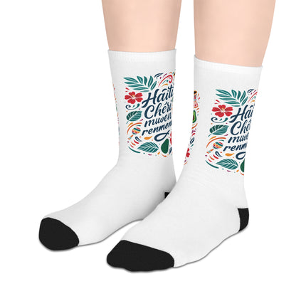 Haiti Chéri Mwen Renmenw Limited Heritage Mid Length Socks Love Letter to the Homeland