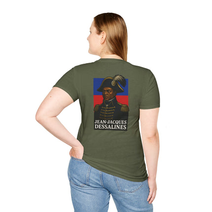 The Commander’s Call Jean-Jacques Dessalines Legacy T-Shirt Haitian Freedom Series Unisex Softstyle Tee Haitian Street Vibes Graphic on Back