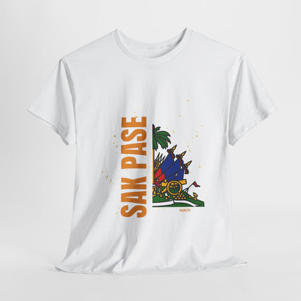 Sak Pase Haiti T-Shirt – Haitian Pride Design with Flag Emblem | Bold Cultural Statement Unisex Heavy Cotton Tee - CreoleSizzle