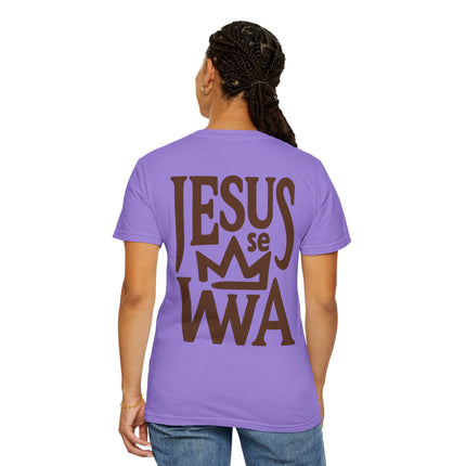Jezi se Wa Jesus is King Unisex Garment-Dyed T-Shirt Haitian Faith & Culture Series, Vintage Style Tee Haitian Street Vibes Graphic on Back