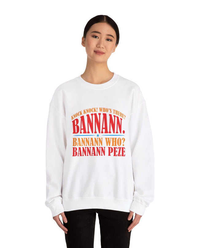 Bannann Peze Crewneck Sweatshirt  A Playful Nod to Haitian Humor and Flavor - CreoleSizzle