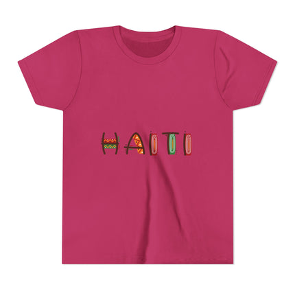 Haitian Pride Youth T-Shirt Kids Short Sleeve Graphic Tee Cultural Roots & Heritage Apparel Summer Vacation Shirt