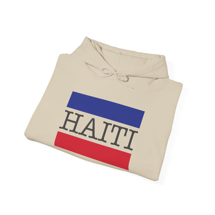Haiti Pride Badge National Heritage Hoodie Everyday Haiti Collection Unisex Heavy Blend, Casual Wear, and Cultural Events