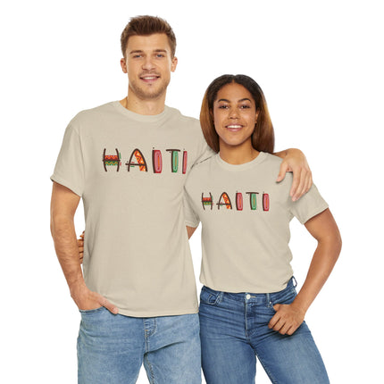 Haiti in Color Limited Heritage Drop Tee Artistic Creole Typography - CreoleSizzle