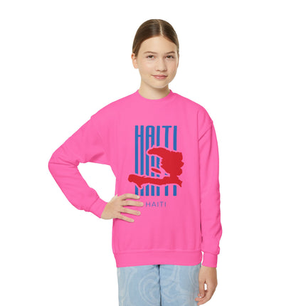 Bold Identity Haiti Youth Crewneck Sweatshirt Haitian Pride Series Youth Premium Crewneck Casual Fashion, Gift for Teens
