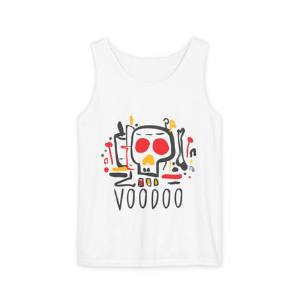 Vodou Inspired Skull Graphic Tank Top Unisex Festival Shirt Spiritual Tribal Design Halloween & Summer Celebration Wear