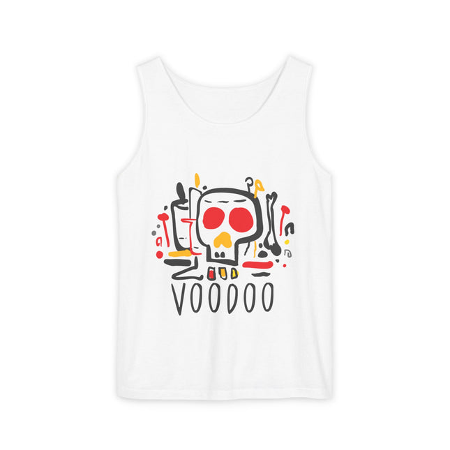 Vodou Inspired Skull Graphic Tank Top Unisex Festival Shirt Spiritual Tribal Design Halloween & Summer Celebration Wear
