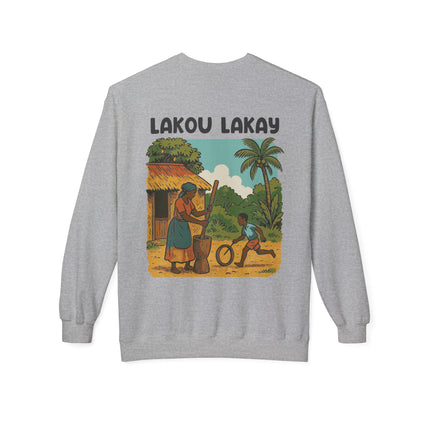 Lakou Lakay Creole Heritage Sweatshirt Haitian Nostalgia Series Unisex Premium Crewneck, Everyday Casual Wear