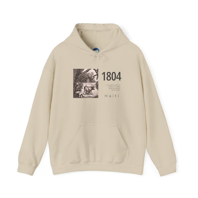 1804 Independence Heritage Hoodie Haiti History & Freedom Tribute Vintage Sketch Unisex Casual Hoodie
