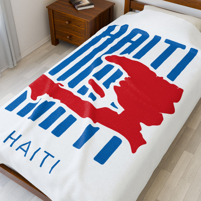Haiti Identity Mark Velveteen Plush Blanket Modern Minimalist Diaspora Pride Design - CreoleSizzle