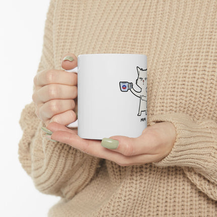 Mimi the Cat Mug - Haitian Coffee Lover Ceramic Cup - Funny Creole Design for Tea & Café Fans Ceramic Mug, (11oz, 15oz) - CreoleSizzle