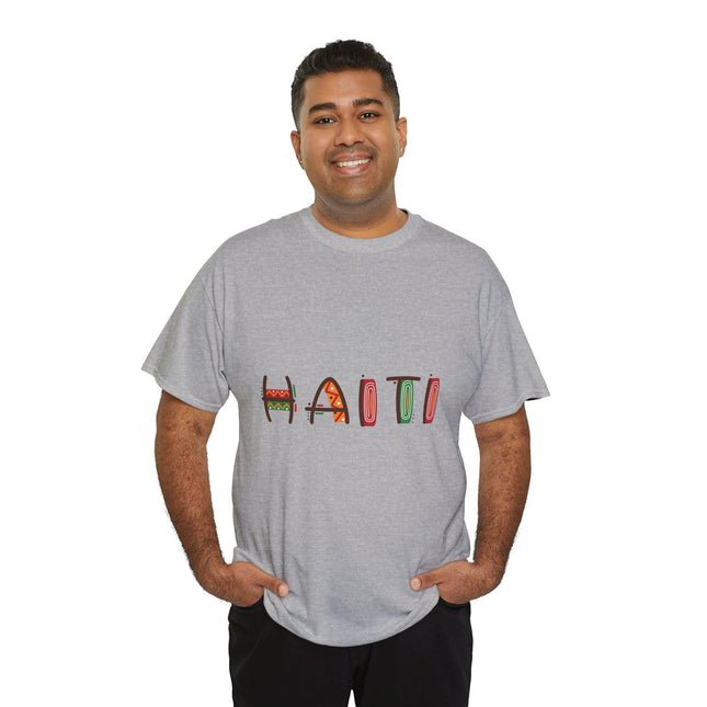 Vibrant Haiti Crewneck T-Shirt Colorful Island Pride Unisex Cultural Heritage Pullover Unisex Heavy Cotton T-Shirt