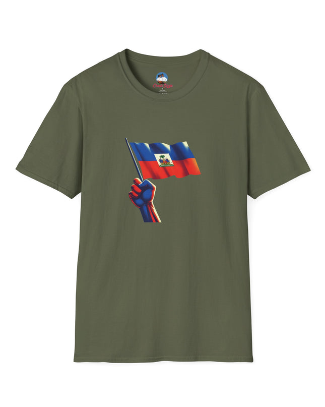 Flag Raised, Fist High — Haitian Pride Sweatshirt | Revolutionary Symbol Apparel, Heritage Crewneck, Black Empowerment Unisex T-Shirt