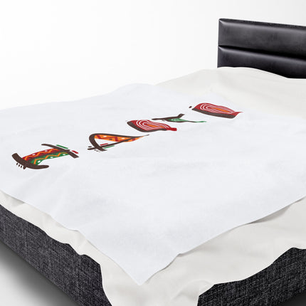 Vibrant Haiti Artistic Lettering Premium Plush Blanket Cultural Rhythm Island Pride - CreoleSizzle