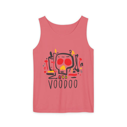 Vodou Inspired Skull Graphic Tank Top Unisex Festival Shirt Spiritual Tribal Design Halloween & Summer Celebration Wear