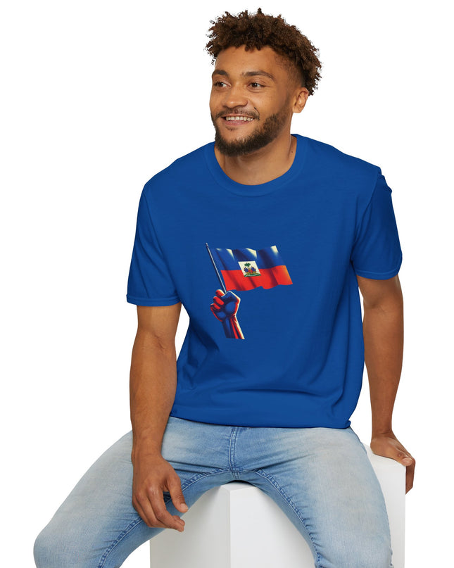 Flag Raised, Fist High — Haitian Pride Sweatshirt | Revolutionary Symbol Apparel, Heritage Crewneck, Black Empowerment Unisex T-Shirt