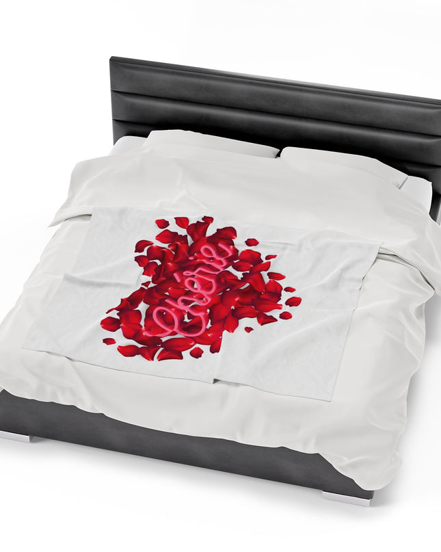 Chérie Rose Petal Velveteen Blanket Romantic Valentine's Day Gift | Haitian-Inspired Home Decor Velveteen Plush Blanket - CreoleSizzle